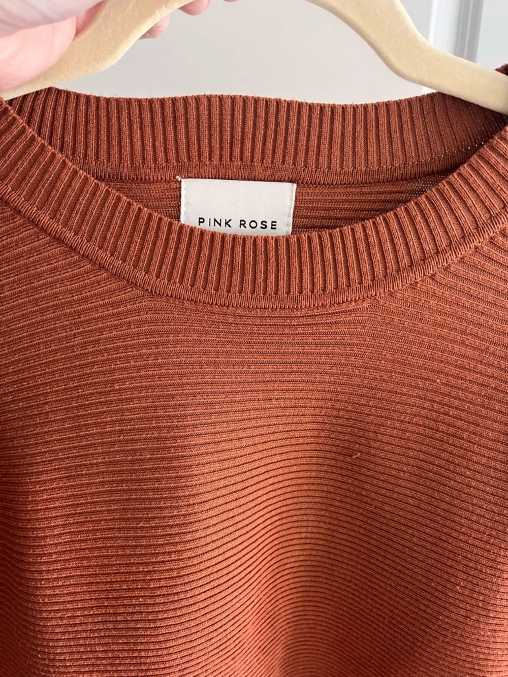 Pink Rose Rust Ribbed Crewneck Sweater - Picture 4 of 5